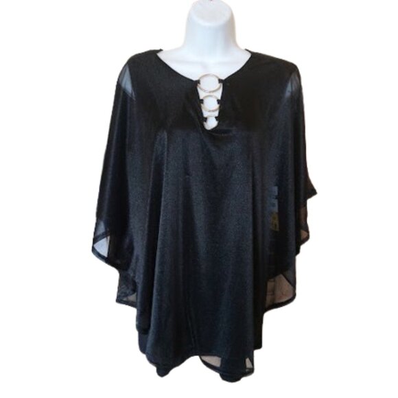 Black Top Gauzy Top Size Medium NEW NWT - Picture 1 of 4